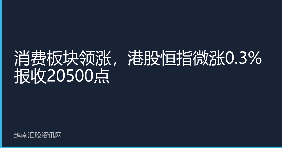 消费板块领涨，港股恒指微涨0.3%报收20500点