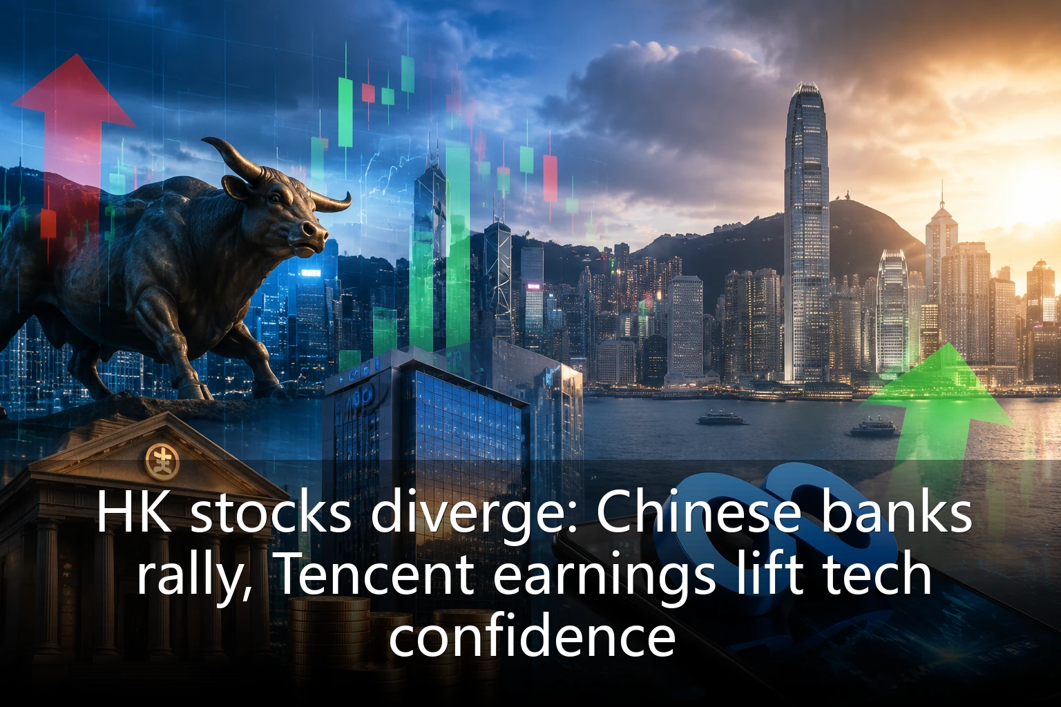 HK stocks diverge: Chinese banks rally, Tencent earnings lift tech confidence