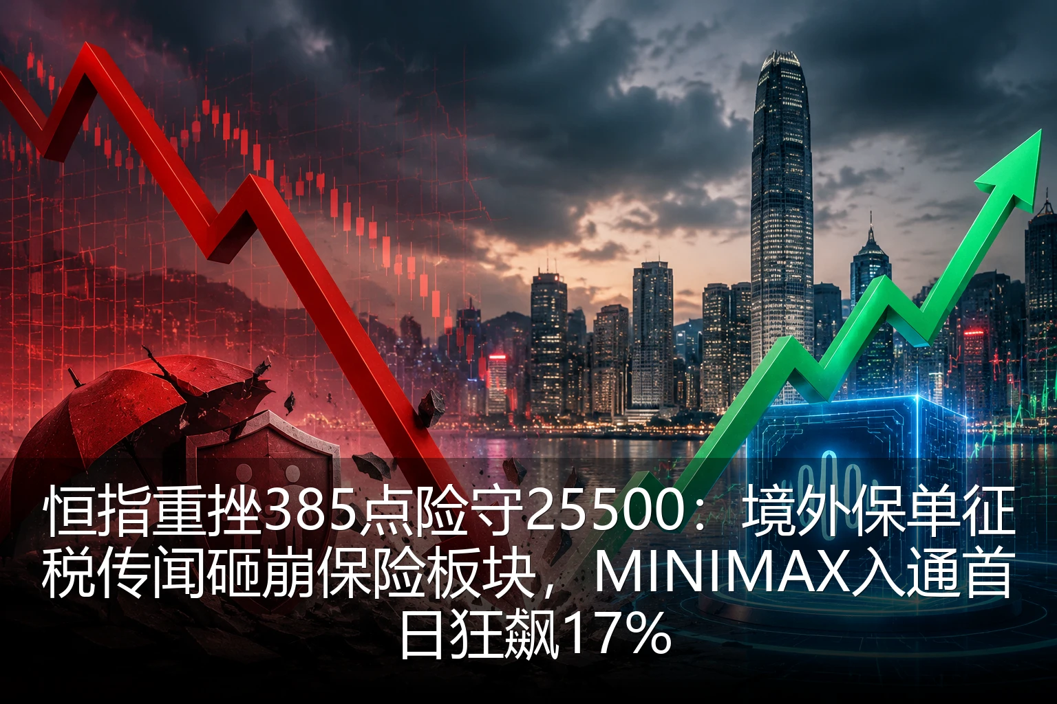 恒指重挫385点险守25500：境外保单征税传闻砸崩保险板块，MINIMAX入通首日狂飙17%