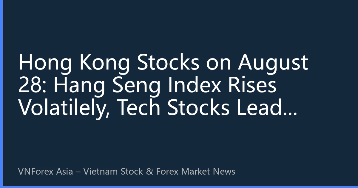 Hong Kong Stocks on August 28: Hang Seng Index Rises Volatilely, Tech Stocks Lead, Southbound Capital Continues Inflow